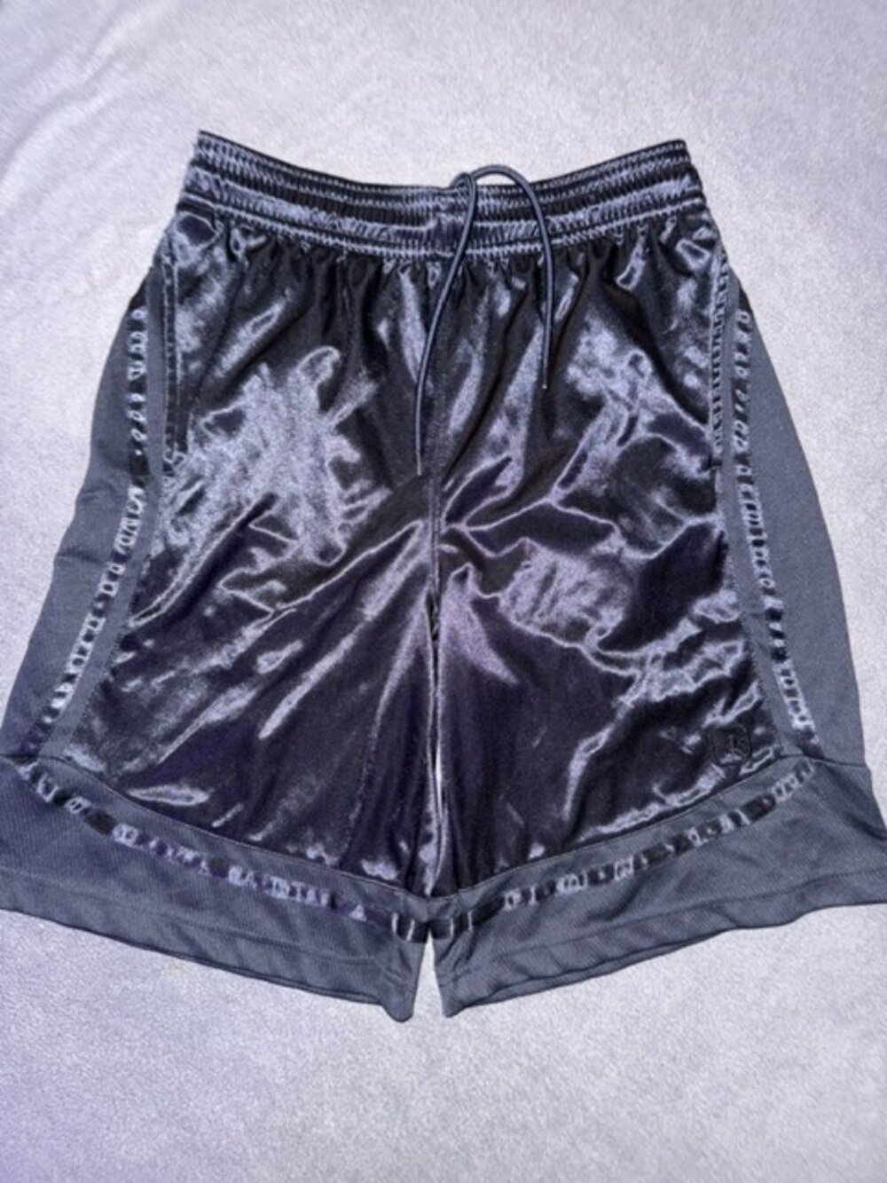 AND1 Basketball Shorts Men’s Medium Black Shimmer Lined Athletic Drawstring